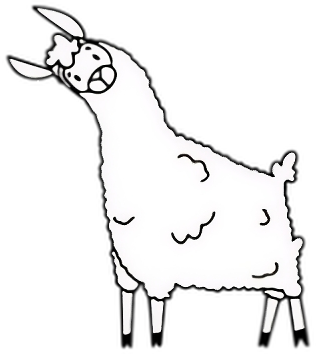 Gezeichnetes Lama, das Maskottchen von Mouna Bouafina