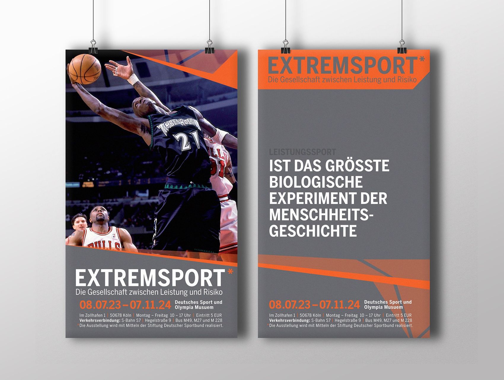 Zwei Plakate zur Ausstellung Extremsport