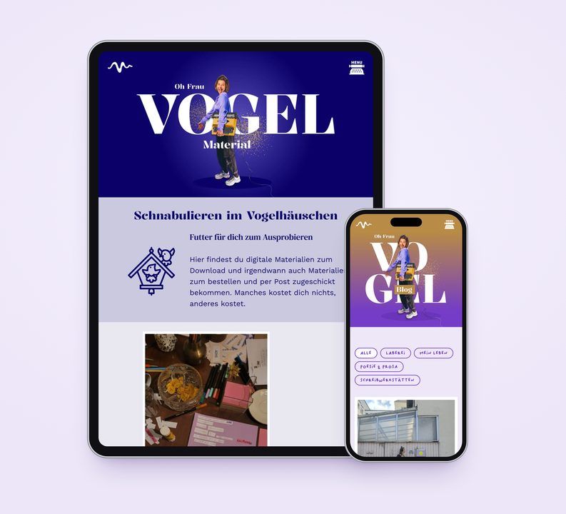 Website von Oh Frau Vogel auf Tablet und Smartphone