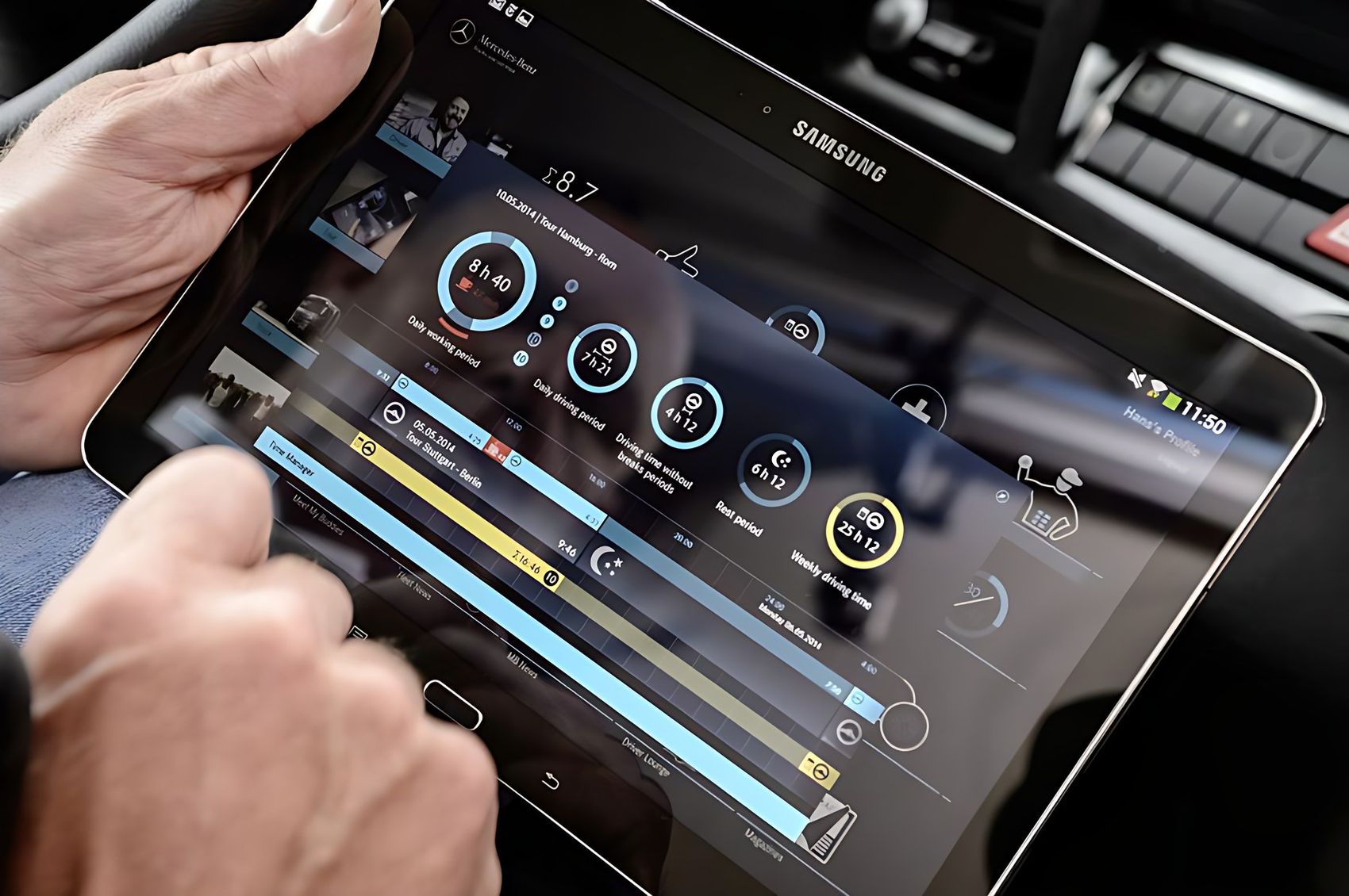 App-Design Trucker's Home für Daimler: Menüansicht auf dem Tablet